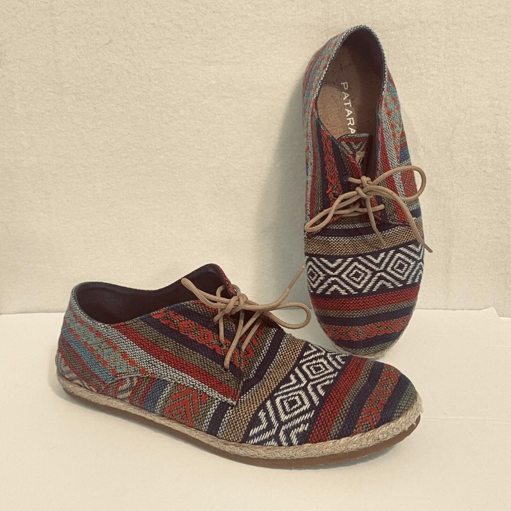 Patara Aztec Tribal Lace Up Shoes Cork Insoles Men’s ~ Size 9